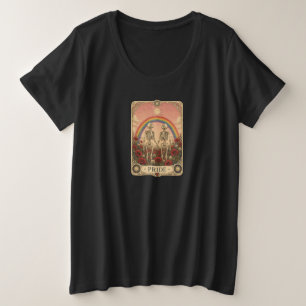 Vintage Tarotkarte Pride Skelett Liebende Regenbog Große Größe T-Shirt