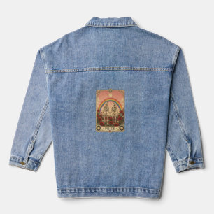 Vintage Tarotkarte Pride Skelett Liebende Regenbog Jeansjacke