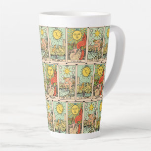 Vintage-Tarotkarten Sonne Mond Sterne Milchtasse