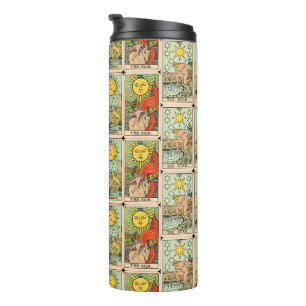 Vintage-Tarotkarten Sonne Mond Sterne Thermosbecher