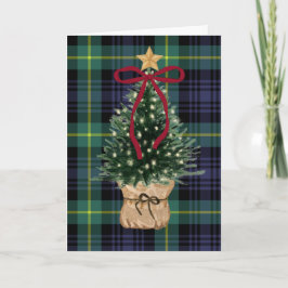 Vintage, Tartan Christmas Card with Christmas Tree Feiertagskarte