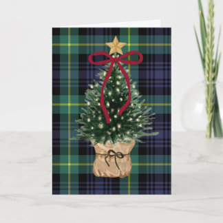 Vintage, Tartan Christmas Card with Christmas Tree Feiertagskarte