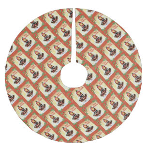 Vintage Tartan Girl "Frohe Weihnachten" Polyester Weihnachtsbaumdecke