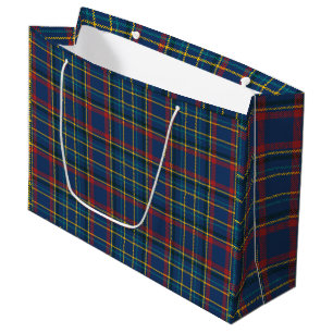 Vintage Tartan Plaid, blau, rot, gelb Große Geschenktüte
