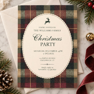 Vintage-Tartan-Rustikal-Karo-Weihnachtsfeier Einladung