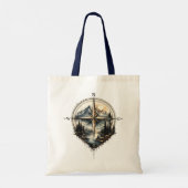 Vintage-Tasche mit Bergkompass Tragetasche (Rückseite)