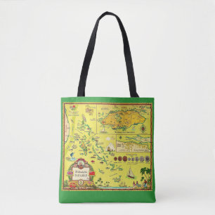 Vintage-Tasche mit illustrierter Karte der Bahamas Tasche