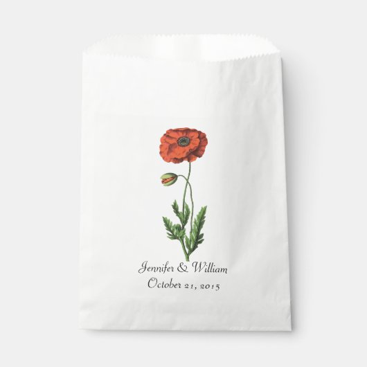 Vintage Tasche mit rotem Mohn Gastgeschenk Hochzei Geschenktütchen (Vorderseite)
