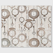 Vintage Taschen-Uhren und Schlüssel Geschenkpapier (Flach)