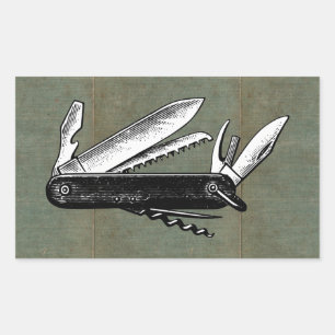Vintage-Taschenmesser-Kunst Rechteckiger Aufkleber
