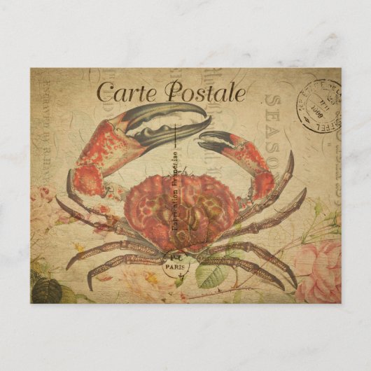 Vintage Tasmanian Crab Blume Französisch Postkarte (Vorderseite)