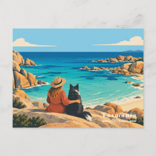 Vintage Tasmanien Border Collie Souvenir Feiertagspostkarte
