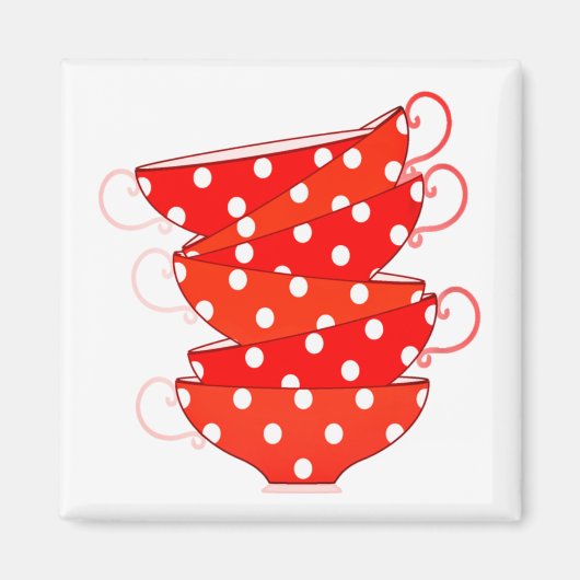 Vintage-Tasse mit Punkten Magnet (Vorne)