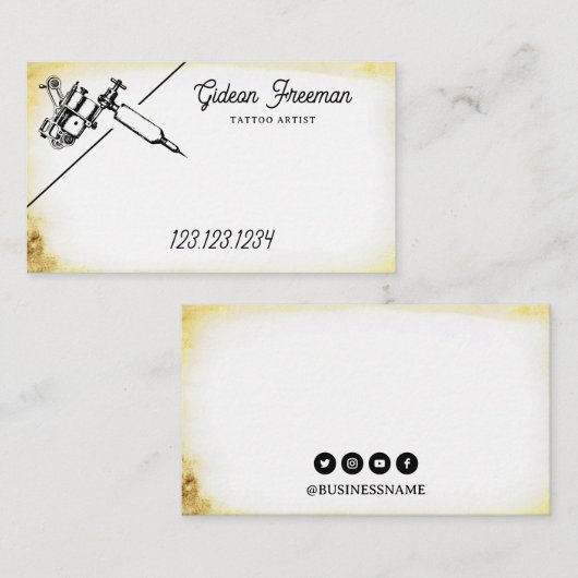 Vintage Tätomaschine Visitenkarte (Vorne/Hinten)