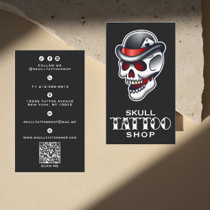 Vintage-Tätowierstudio mit Totenkopf-Motiv Visitenkarte