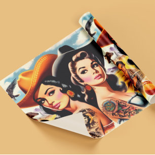 Vintage tätowierte Cowgirls Geschenkpapier