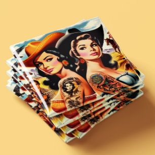 Vintage-Tätowierte Cowgirls Magnet