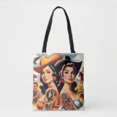 Vintage tätowierte Cowgirls Tasche (Vorderseite)