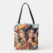 Vintage tätowierte Cowgirls Tasche (Rückseite)