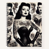 Vintage-Tätowierte-Goth-Frau-Collage Notizblock (Vorderseite)
