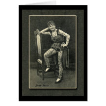 Vintage-Tätowierte-Lady-Karte oder Postkarte