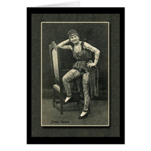 Vintage-Tätowierte-Lady-Karte oder Postkarte
