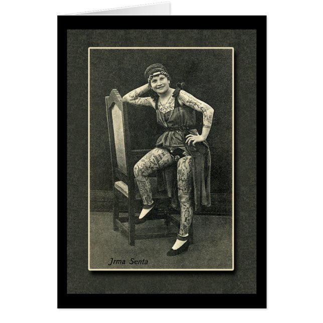 Vintage-Tätowierte-Lady-Karte oder Postkarte (Vorne)