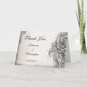 Vintage Tätowierungs-Rose danken Ihnen Dankeskarte