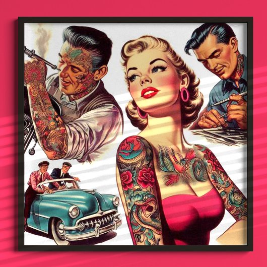 Vintage Tattoo-Alte Schule Illustration Poster