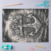 Vintage Tattoo Anchor - Schwarz-Weiß-Decoupage Seidenpapier (Basteln)
