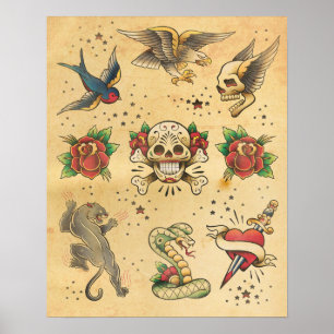 Vintage-Tattoo-Flash-Poster Poster
