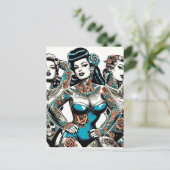 Vintage Tattoo Girls Postkarte (Stehend Vorderseite)