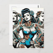 Vintage Tattoo Girls Postkarte (Vorne/Hinten)