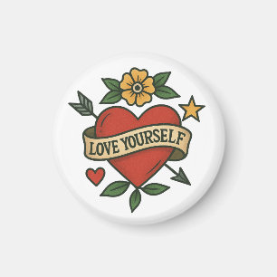 Vintage-Tattoo-Herz PNG Liebe Dich Selbst Design Magnet