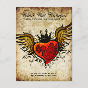 Vintage-Tattoo-Herz städtische Postkarte