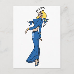 Vintage-Tattoo-Kunst für Seglerinnen Postkarte