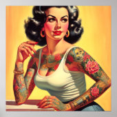 Vintage-Tattoo-Pin-up Poster (Vorne)