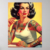 Vintage-Tattoo-Pin-up Poster (Vorne)