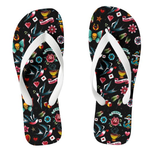 Vintage Tattoo Themed Flip Flops Badesandalen (Fußbett)
