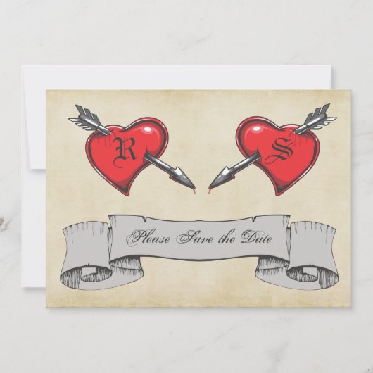 Vintage Tattoo Themed Wedding Save the Date Einladung (Vorderseite)