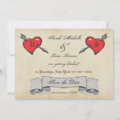 Vintage Tattoo Themed Wedding Save the Date Einladung (Rückseite)