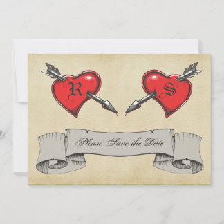 Vintage Tattoo Themed Wedding Save the Date Einladung