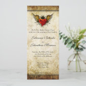 Vintage Tattoo Winged Heart Hochzeit Einladung (Stehend Vorderseite)