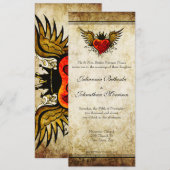 Vintage Tattoo Winged Heart Hochzeit Einladung (Vorne/Hinten)