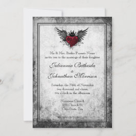 Vintage Tattoo Winged Heart Hochzeit Einladung