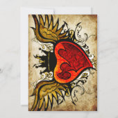 Vintage Tattoo Winged Heart Hochzeit Einladung (Rückseite)