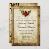 Vintage Tattoo Winged Heart Hochzeit Einladung (Vorne/Hinten)