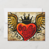 Vintage Tattoo Winged Heart Hochzeit Einladung (Rückseite)
