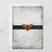 Vintage Tattoo Winged Heart Hochzeit Einladung (Rückseite)