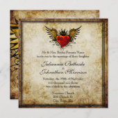 Vintage Tattoo Winged Heart Hochzeit Einladung (Vorne/Hinten)